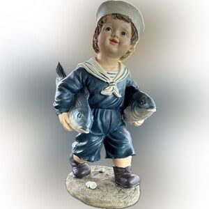 Figurine 9 inch Little Boy Fish